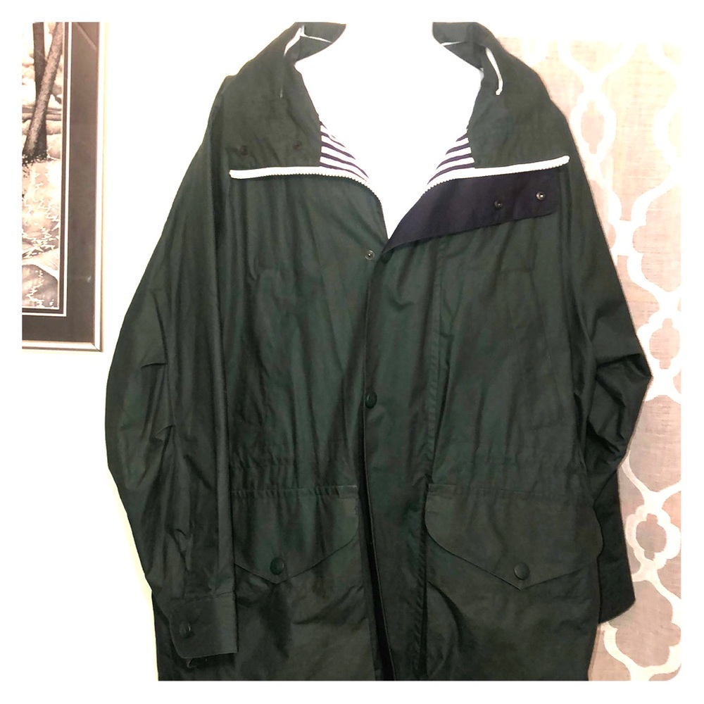 NAUTICA men’s long jacket, green, Large, Exc Cond!